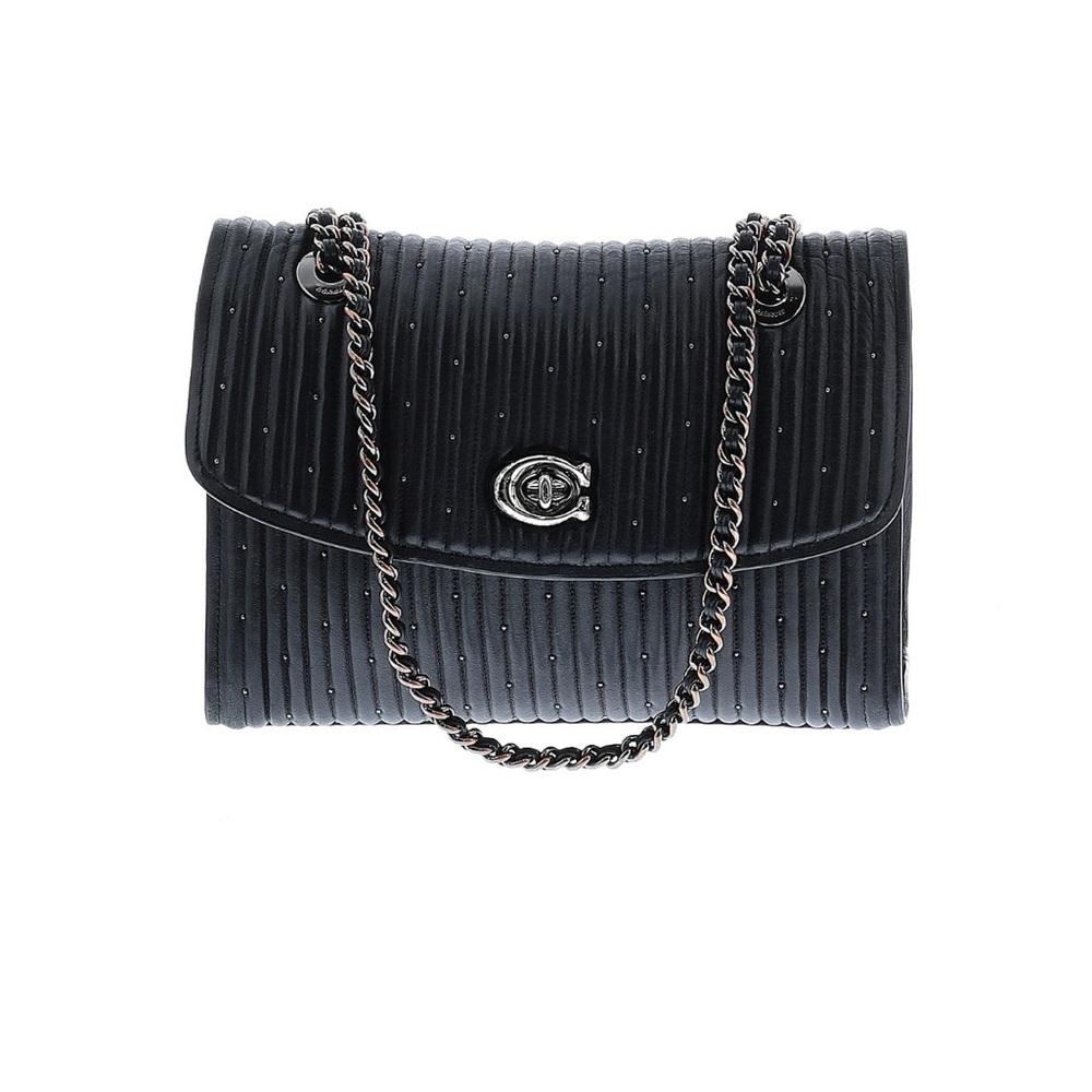 Coach Elegant Black Quilted Chain Shoulder Bag